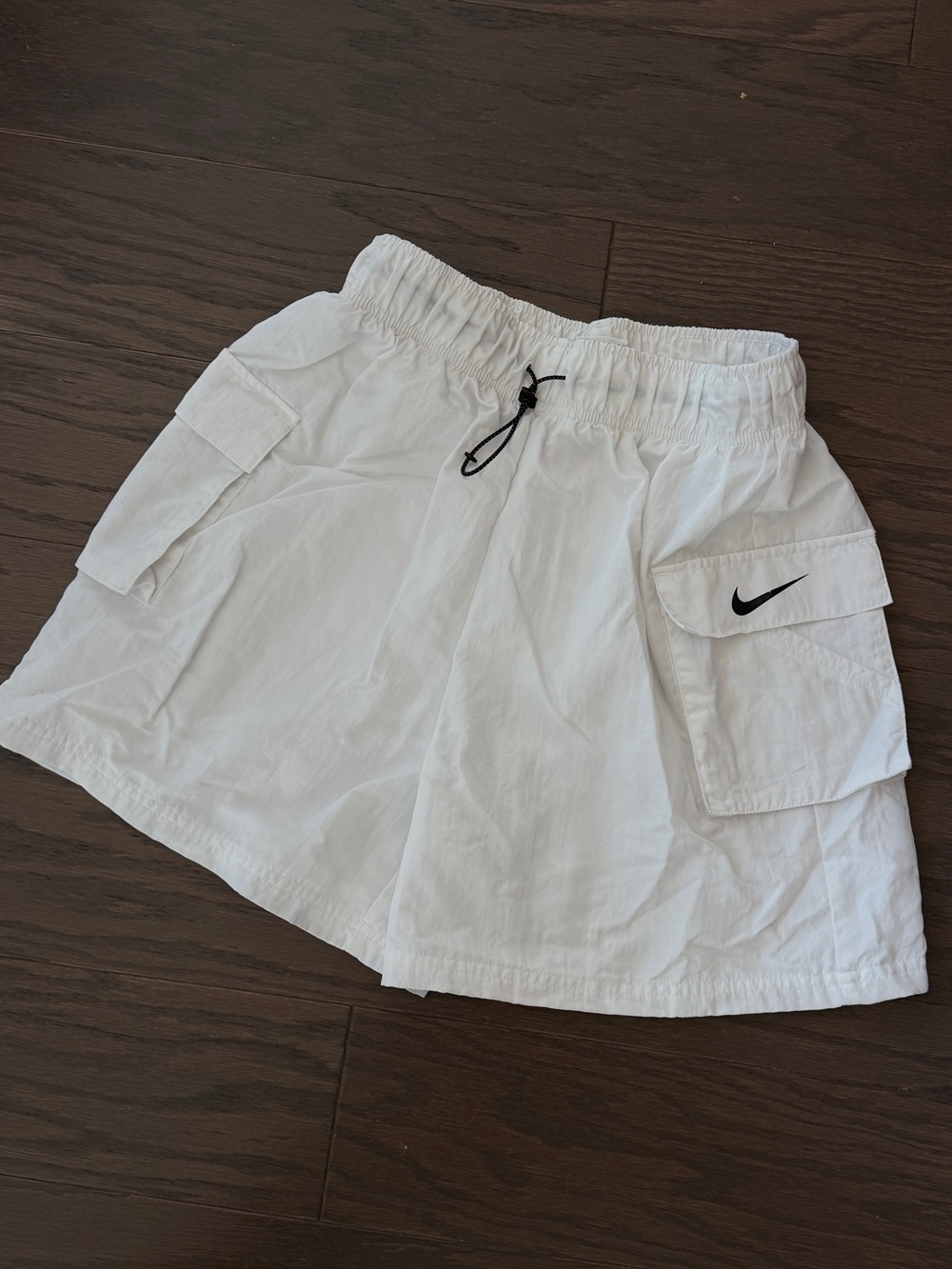 Nike White Lightweight Shorts with Black Drawcord